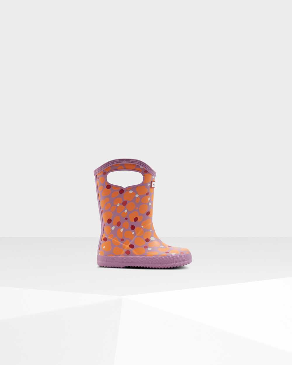 Botas De Agua Niños - Hunter Original First Spot Camo Grab Handle Lila - FMVOSY-592 - Lila